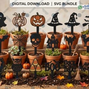 Juego de estacas de plantas de Halloween en formato SVG