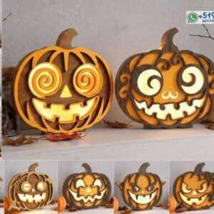 Pack de 10 portavelas Jack O’Lantern para Halloween en formato vectorial