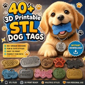Pack de Más de 40 Placas de Identificación para Mascotas STL – Impresión 3D