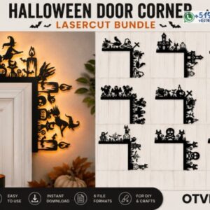 Esquineros decorativos de Halloween para marco de puerta – Pack de 10 diseños en vector