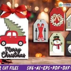 Paquete de etiquetas navideñas decorativas en capas