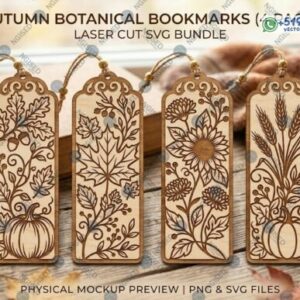 Paquete SVG de Marcadores Botánicos de Otoño con Diseños Florales