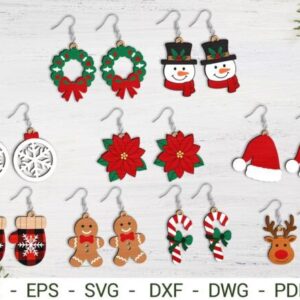 Pack de Aretes Navideños – Diseños Vectoriales de Personajes y Adornos