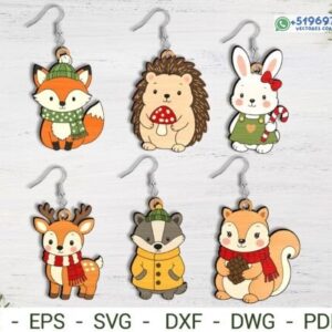 Paquete de Aretes y Pendientes de Animales de Navidad en Formato Vectorial