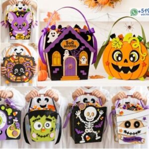 Pack de cestas para dulces de Halloween con 10 personajes temáticos
