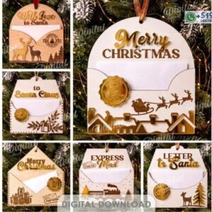 Paquete de adornos “Carta a Papá Noel” para decoración navideña