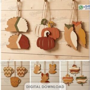 Paquete de adornos colgantes de otoño en formato vectorial