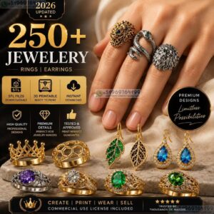 Pack de más de 250 modelos STL de joyería 3D – Anillos, pendientes y colgantes