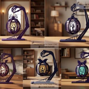 Linterna Halloween con Mano de Esqueleto – Pack de Diseños Vectoriales 3D