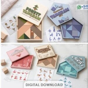 Paquete de cajas de rompecabezas Tangram educativos en formato vectorial