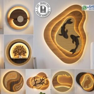 Pack de arte mural con luz nocturna para pared en formato vectorial
