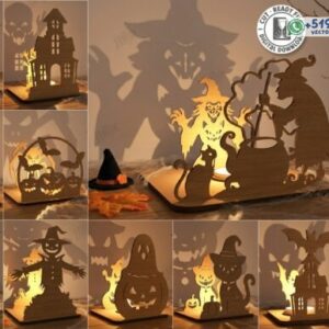 Siluetas de sombra portavelas de Halloween en formato vectorial