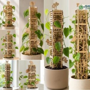 Pack de 10 postes decorativos para plantas trepadoras y musgo en formato vectorial