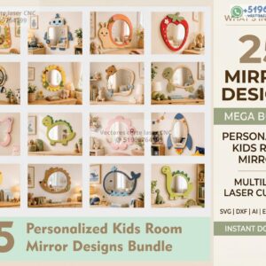 Pack de 25 Diseños para Espejos Infantiles Personalizados en Capas