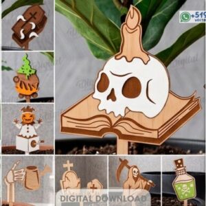 Pack de Estacas Decorativas de Halloween para Plantas – Diseños Terroríficos