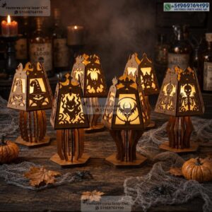 Pack de Lámparas LED de Halloween para Corte Láser – Brujas, Esqueletos y Criaturas Terroríficas