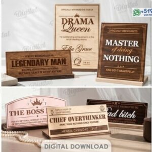 Pack de letreros de escritorio divertidos con frases y títulos