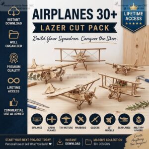 Paquete de Más de 30 Aviones en Plantillas Vectoriales para CNC