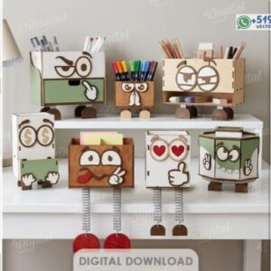 Pack de Organizadores portalapices 3D con Caras Divertidas y Patas – Diseño Vectorial 3 mm