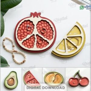 Pack de 10 bandejas joyero con formas de frutas en vector