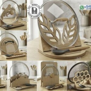 Pack de soportes organizadores para tapas de ollas con diseños decorativos