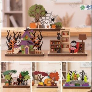 Paquete de soportes decorativos de Halloween en capas 3D