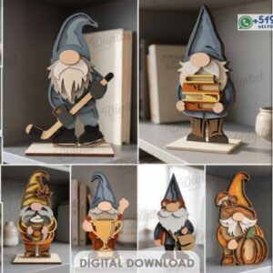 Paquete de soportes decorativos de gnomos en capas 3D