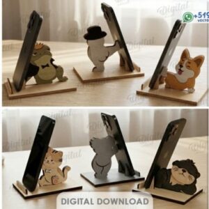 Pack de 10 soportes divertidos para teléfono con personajes en formato vectorial
