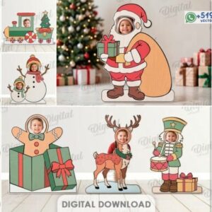 Pack de 10 marcos fotográficos navideños infantiles en formato vectorial