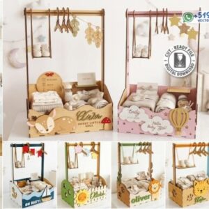 Pack de 51 cajas tipo armario para baby shower en formato vectorial