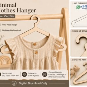 Percha gancho colgador minimalista de Una Pieza para Ropa – Diseño Vectorial 3 mm