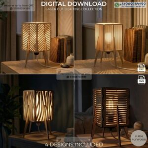 Pack de Lámparas Modernas para Mesa de Noche en Madera para Corte Láser
