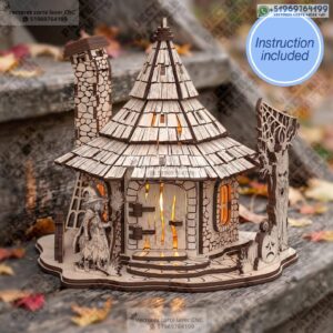 Portavelas 3D Casa Embrujada para Halloween – Archivo Láser SVG DXF AI EPS PDF