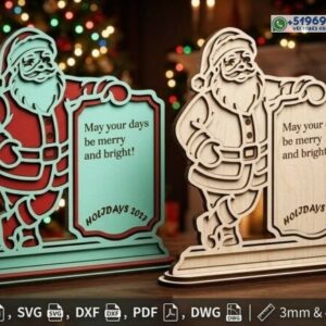 Santa Claus mensajero con cartel personalizable y base de apoyo