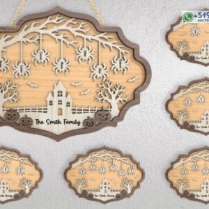 Paquete de cuadros personalizados con arañas familiares de Halloween