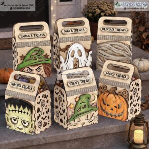 Pack de 6 Cajas Halloween con Asa para Dulces y Regalos – Diseños Vectoriales