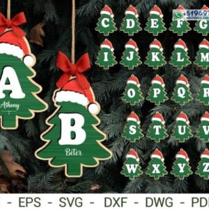 Alfabeto Navideño en Árbol Colgante Personalizable – Letras A a Z