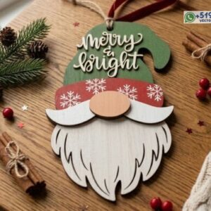 Adorno Navideño de Gnomo “Merry & Bright” Multicapa