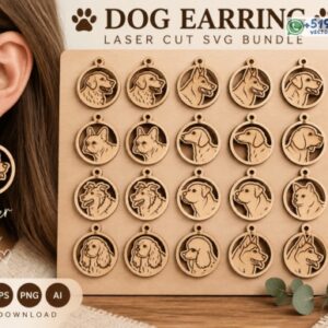 Pack de Aretes con Razas de Perros – 20 Diseños Vectoriales