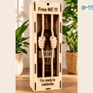 Caja Regalo para Botella Estilo Prisión – Diseño Ensamblable en 4 mm