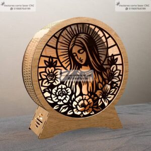 Caja de Luz 3D Virgen María con Flores – Diseño Religioso Multicapa
