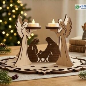 Candelabro 3D de Natividad con Ángeles para Velas