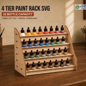Organizador Escalonado de 4 Niveles para 32 Botellas de Pintura – Diseño Ensamblable