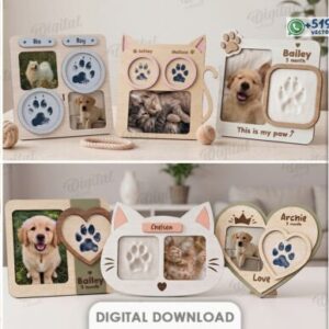 Marcos Personalizados para Mascotas – Foto y Huella de Recuerdo
