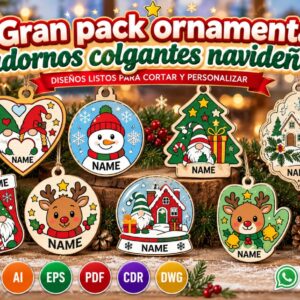 Gran Pack de 20 Adornos Navideños Colgantes Personalizables con Nombre