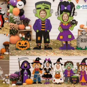 Pack de Photoboards de Halloween con 10 Personajes para Fotos