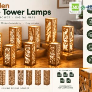 Pack de 8 Lámparas Torre de Mesa con Patrones Decorativos