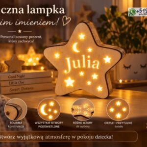 Lámpara Nocturna Estrella Personalizada con Nombre – Diseño 3D en Madera