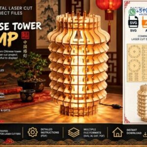 Lámpara Torre China 3D con Estructura Paramétrica de Costillas