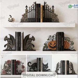 Sujetalibros Góticos de Halloween – Pack Decorativo para Biblioteca